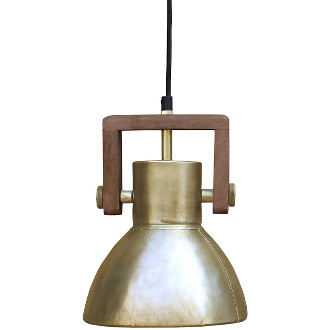 Mała lampa metalowa złota loft drewno Ashby 19cm
